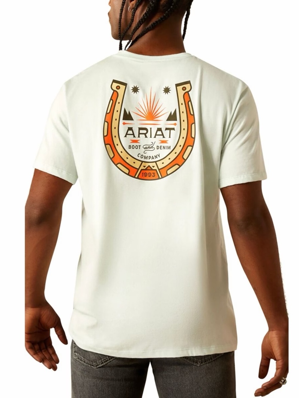 Ariat Light Blue Short Sleeve Tee with Horseshoe Graphic